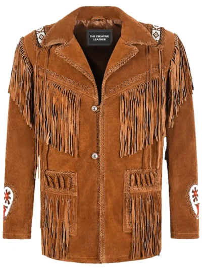 Beaded and Fringed Suede Jacket