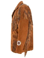 Beaded and Fringed Suede Jacket side pose