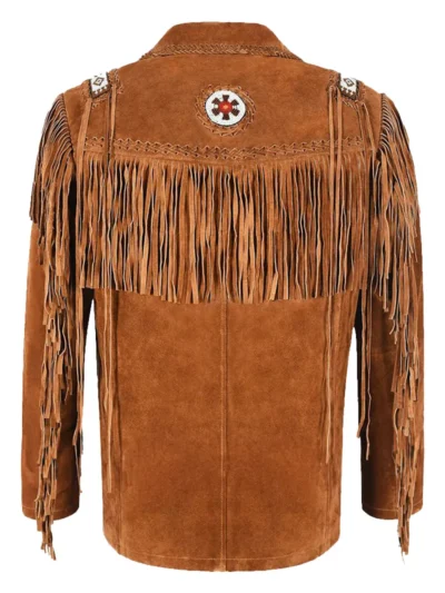 Beaded and Fringed Suede Jacket back side