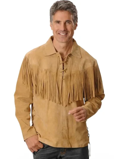 Fringed Suede Leather Long Sleeve Western Jacket