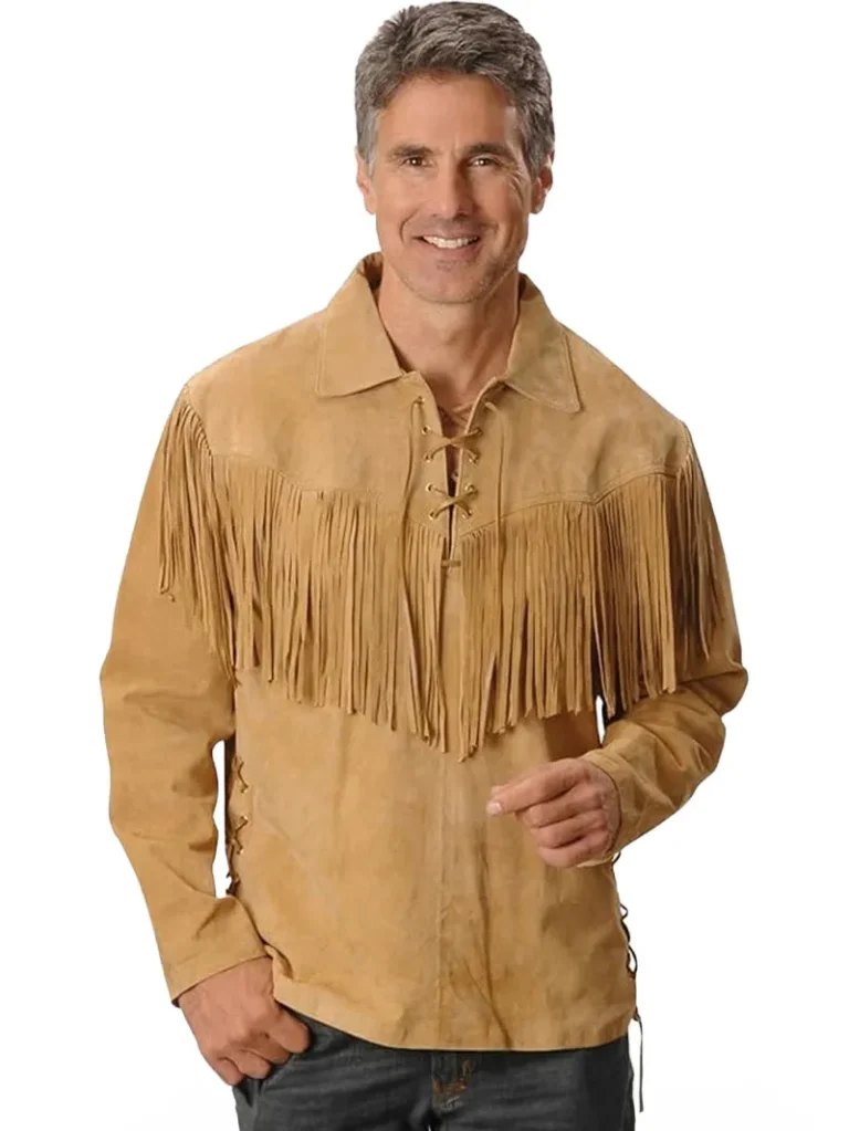 Fringed Suede Leather Long Sleeve Western Jacket