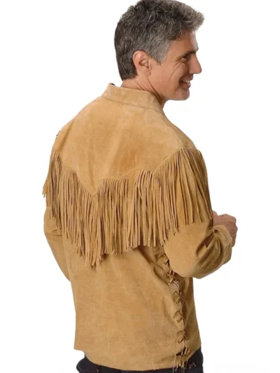 Fringed Suede Leather Long Sleeve Western Jacket (3)