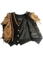 Handmade Sleeveless western leather Fringe vest for men (3)