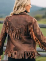 Lea Fringe Leather Jacket back side