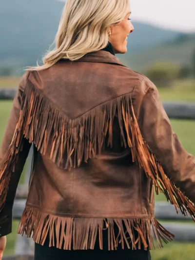 Lea Fringe Leather Jacket back side