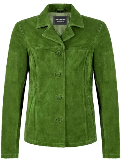 Classic Lime Green Suede Leather Blazer