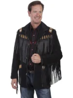 Mens Suede Fringe Jacket - front side