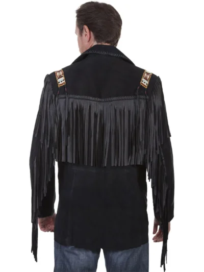 Mens Suede Fringe Jacket back side