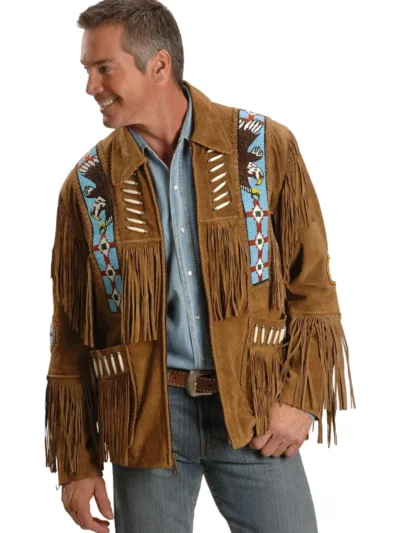 Men Fringe Suede Jacket - thecreativeleather.com