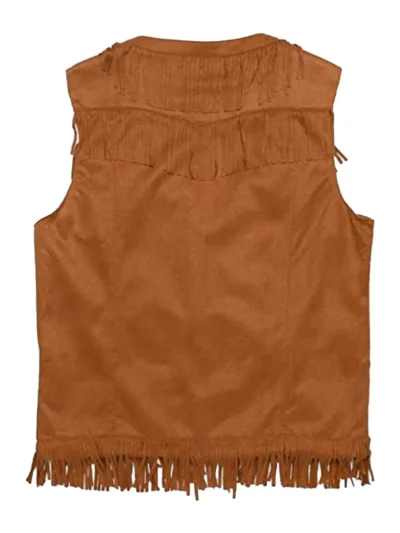 Men’s Brown Suede Fringe Cowboy Vest (1)