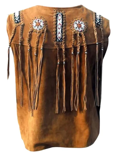 Men’s Cowboy Suede Leather Fringed Vest (1)