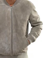 Men's Suede Bomber Jacket Gray (3)