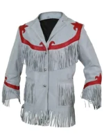 Grey Suede Fringe Leather Jacket for men and women