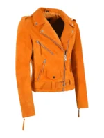 Tangerine Suede Leather Jacket