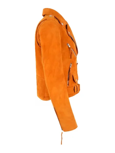 Tangerine Suede Leather Jacket