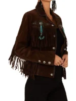 Scully Beaded Fringe Suede Leather Jacket