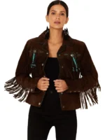 Scully Beaded Fringe Suede Leather Jacket