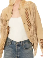 Scully Womens Beaded Suede Fringe Jacket