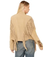 Scully Womens Beaded Suede Fringe Jacket