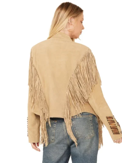 Scully Womens Beaded Suede Fringe Jacket