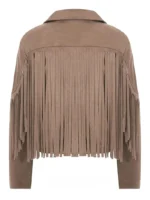 Womens Cropped Vintage Suede Fringe Jacket