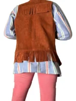 Vintage International Suede Leather Fringe Vest (1)