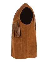 WESTERN FRINGE Tan Suede Waistcoat Classic Vintage Real Leather Vest 1879 (1)