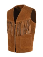 WESTERN FRINGE Tan Suede Waistcoat Classic Vintage Real Leather Vest 1879 (2)