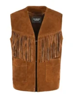 1879 Vintage Tan Suede Fringe Leather Vest