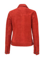 Womens Trucker Red Suede Leather Jacket