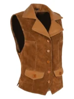 Women Vintage Suede Leather Waistcoat Western New Style Leather Vest 5365 (2)