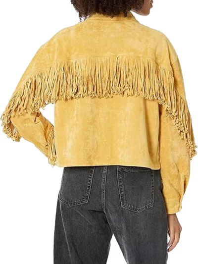 Women Luxury Suede Leather Fringe Jacket
