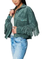 Womens Luxury Clothing Suede Fringe Jacket