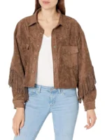 Womens Luxury Clothing Suede Fringe Jacket