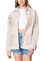 Womens Real Suede Fringe Jacket
