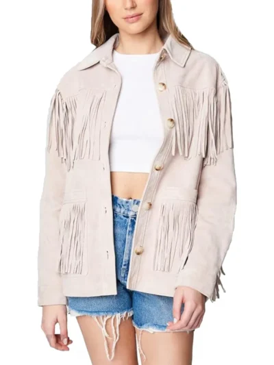 Womens Real Suede Fringe Jacket
