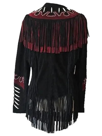 Womens Western Cowgirl Fringes Leather Jacket