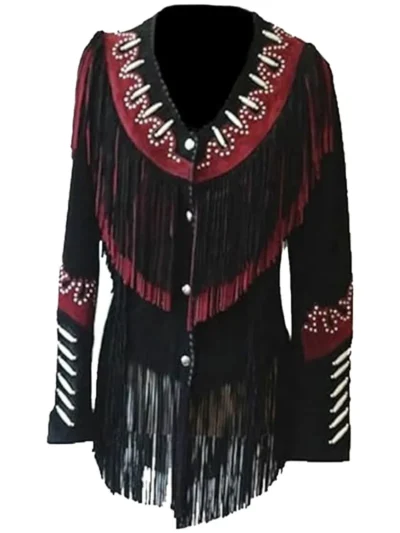 Womens Western Cowgirl Fringes Leather Jacket
