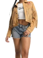 Western Suedette Fringe Embroidered Jacket