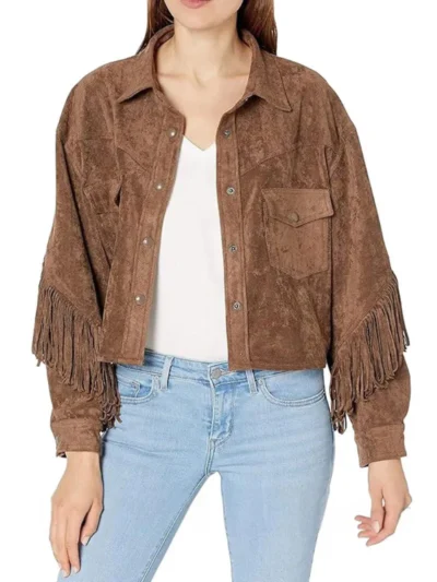 Womens Luxury Suede Fringe Jacket - Suede Fringe Jacket