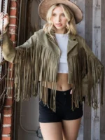 Women Suede Fringe Jacket