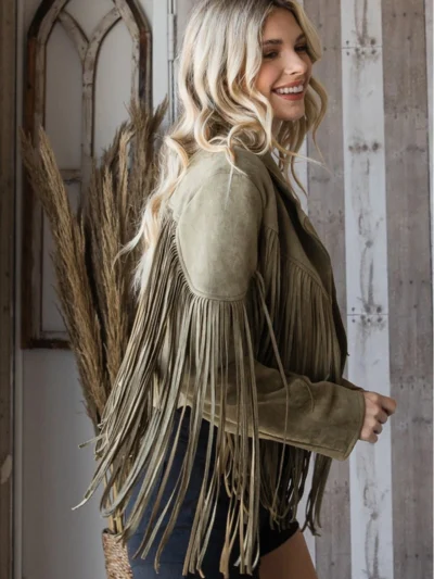 Women Suede Fringe Jacket