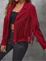 Burgundy Fringe Jacket