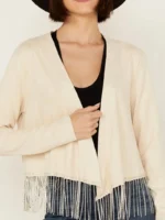 Womens Crop Fringe Leather Jacket
