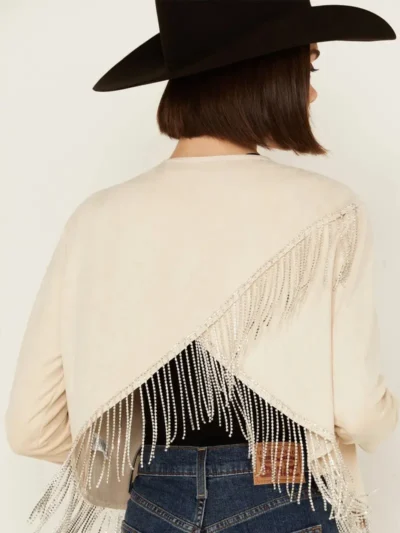 Womens Crop Fringe Leather Jacket