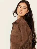 Womens Genuine Suede Fringe Jacket
