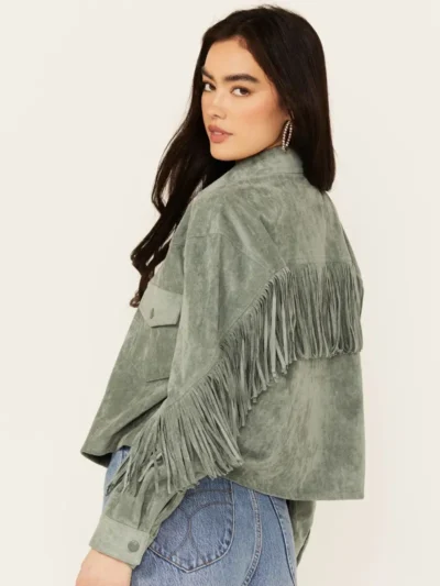 Womens Genuine Fringe Suede Leather Jacket