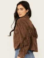 Womens Genuine Suede Fringe Jacket
