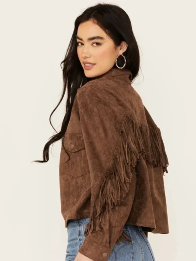 Womens Genuine Suede Fringe Jacket