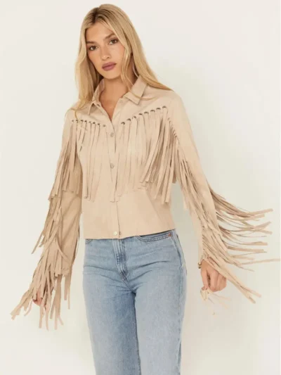Women Suede Fringe Leather Jacket
